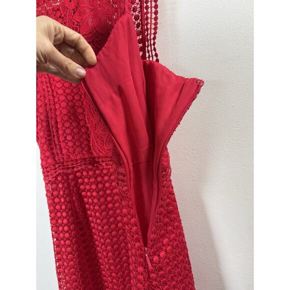 Whistles Crochet Lace Sheath Dress Coquette Date Bohemian Sexy Valentine Red 6 - Picture 5 of 9